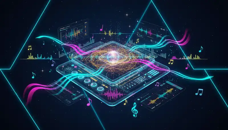 AI music generator creating royalty-free tracks for YouTube videos